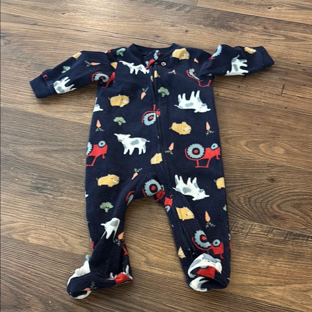 Carter's Blue and White Footies with Enclosed Feet